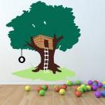 Tree House With Tire Swing..