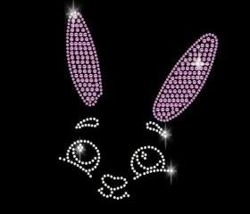 Easter Bunny Face Rhinestone Transfer Bling 34065