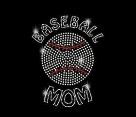 Rhinestone Baseball Mom Rhinestone Transfer Iron On DIY Bling 34074