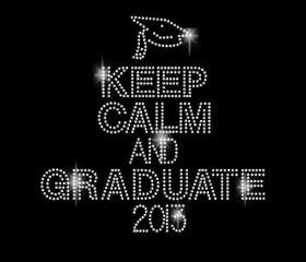 Rhinestone Transfer Keep Calm and Graduate Iron On DIY Bling 34086