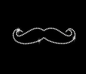 Mustache Outline Rhinestone Transfer 7' W x 2' H 34100